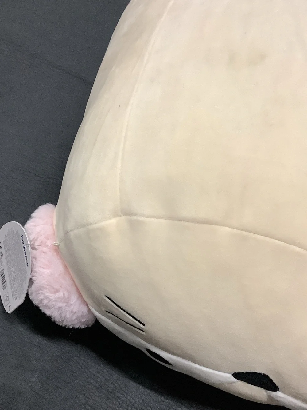 Squishmallows Cream Nadine Stackables with Pink Pom Pom